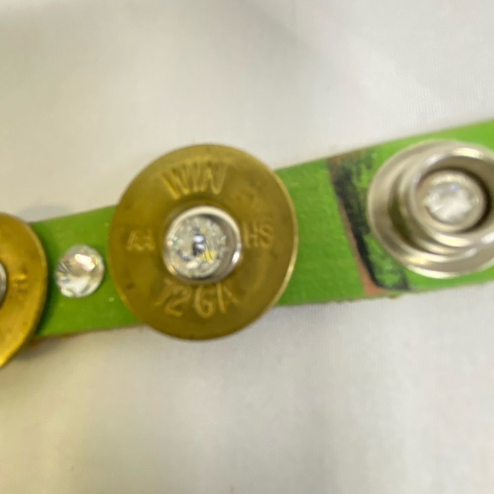 NEW Winchester 12 gauge bullet cuff bracelet Swarovski crystal Leather Handcraft